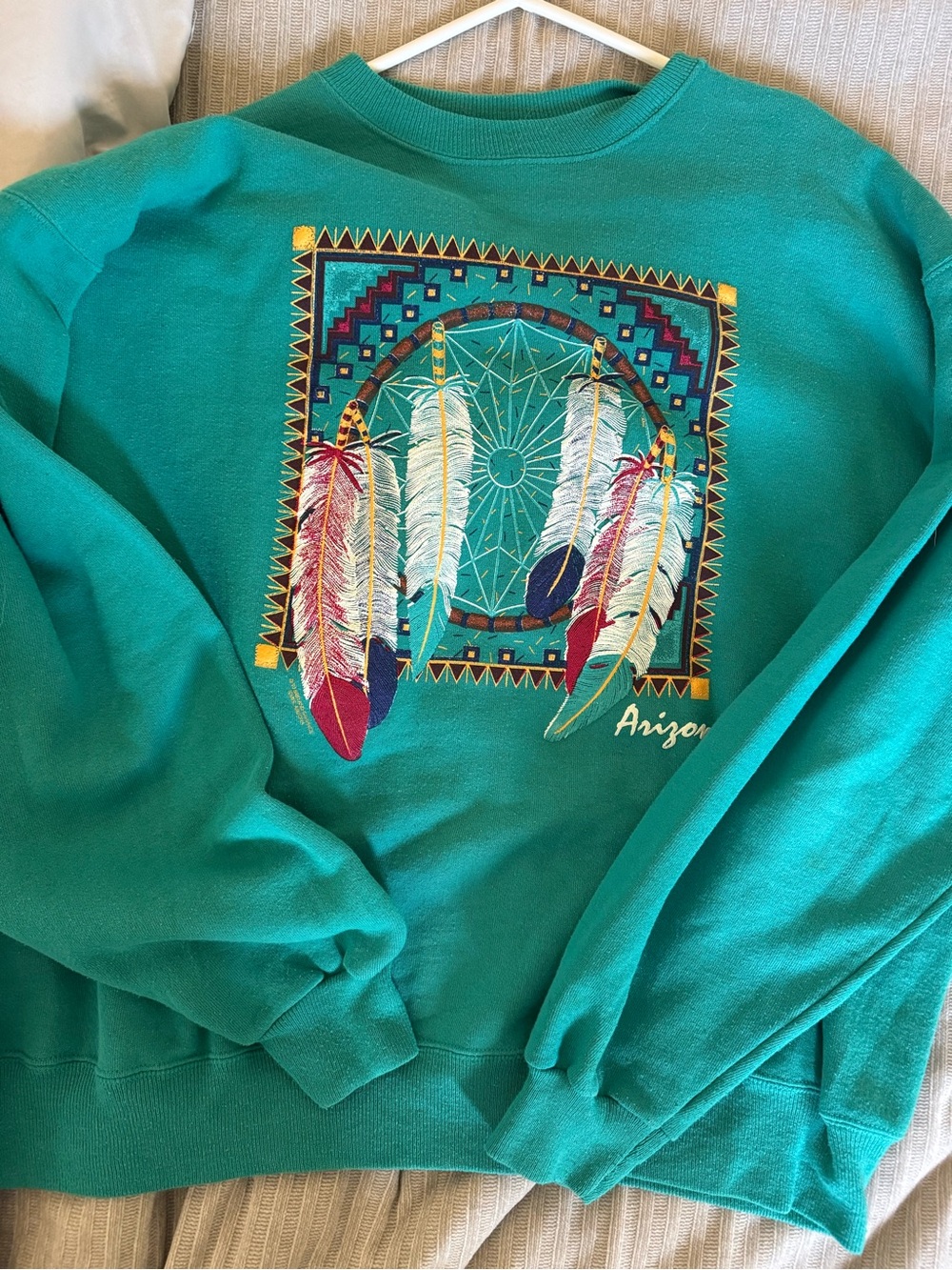 Vintage Teal Dreamcatcher Feather Sweatshirt - Arizona